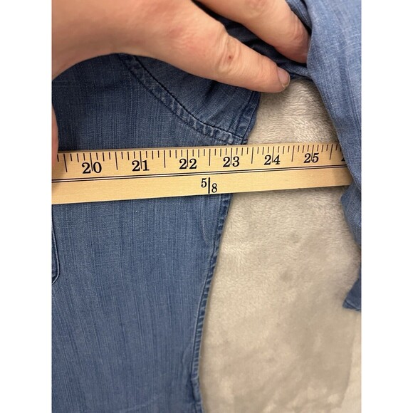 Untuckit Dress Women's 18 Blue Chambray Denim Tunic Long Sleeve‎ Tencel New - Picture 6 of 7